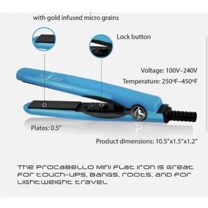 NEW Pro Cabello Mini Styler Baby Blue Ceramic Tourmaline Plates Anti-Frizz NIB